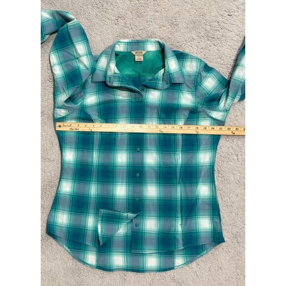 Duluth Shirt Womens Size Large Green Sidewinder Plaid Shirt Nylon Blend - Picture 10 of 14